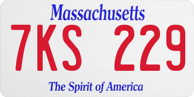 MA license plate 7KS229