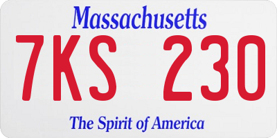 MA license plate 7KS230