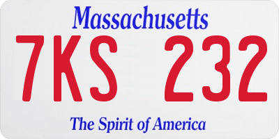 MA license plate 7KS232