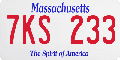 MA license plate 7KS233