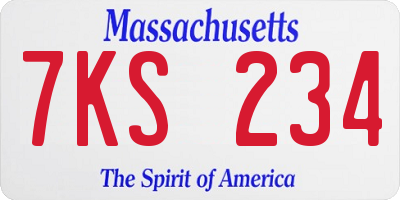 MA license plate 7KS234