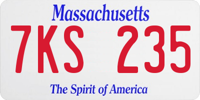 MA license plate 7KS235