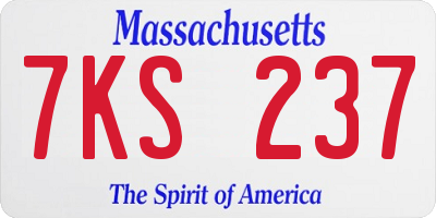 MA license plate 7KS237