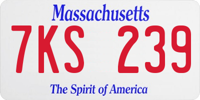 MA license plate 7KS239
