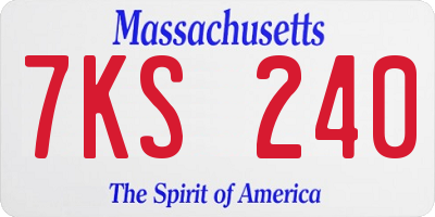 MA license plate 7KS240