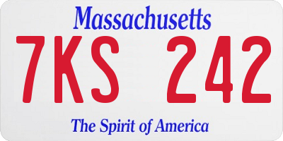 MA license plate 7KS242