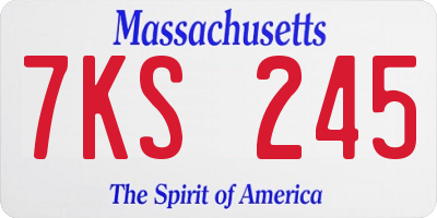 MA license plate 7KS245