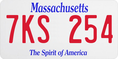 MA license plate 7KS254