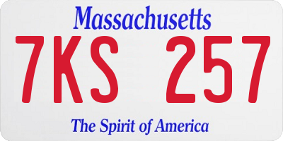 MA license plate 7KS257