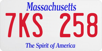 MA license plate 7KS258