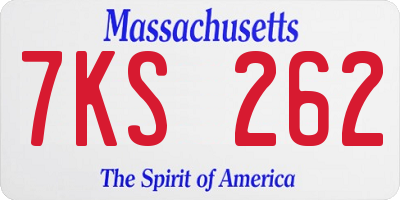 MA license plate 7KS262