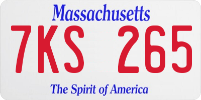 MA license plate 7KS265