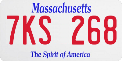 MA license plate 7KS268