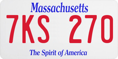 MA license plate 7KS270
