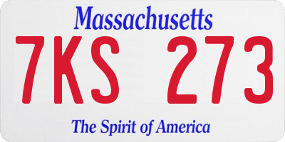MA license plate 7KS273
