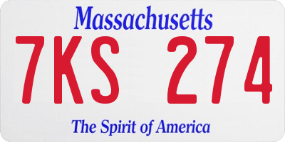 MA license plate 7KS274