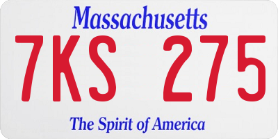 MA license plate 7KS275