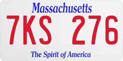 MA license plate 7KS276