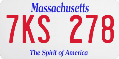 MA license plate 7KS278