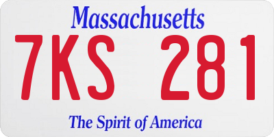 MA license plate 7KS281