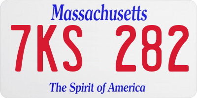 MA license plate 7KS282