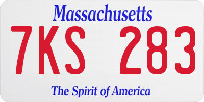 MA license plate 7KS283
