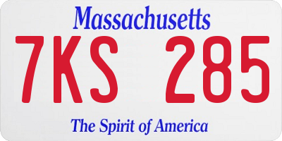 MA license plate 7KS285