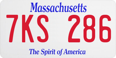 MA license plate 7KS286