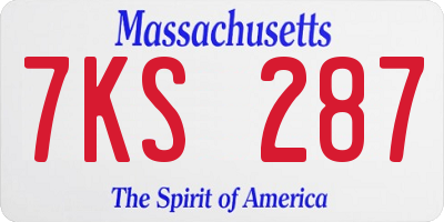 MA license plate 7KS287