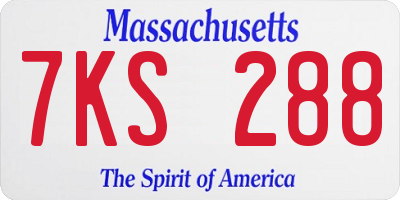 MA license plate 7KS288