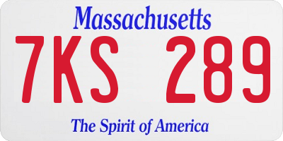 MA license plate 7KS289