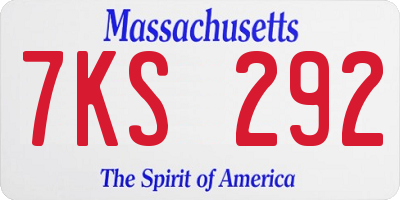 MA license plate 7KS292