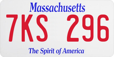 MA license plate 7KS296