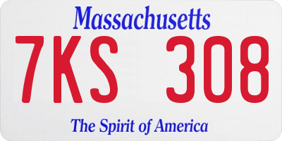 MA license plate 7KS308