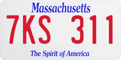 MA license plate 7KS311