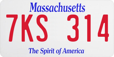 MA license plate 7KS314