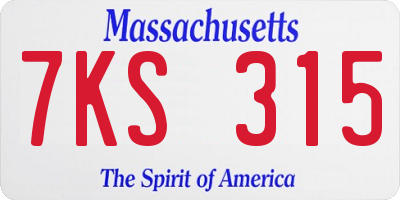 MA license plate 7KS315