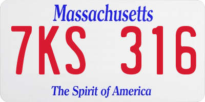 MA license plate 7KS316