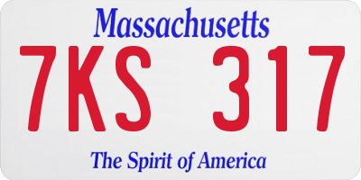 MA license plate 7KS317