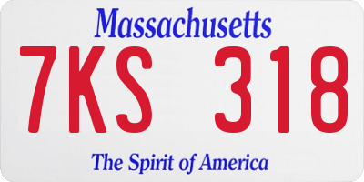 MA license plate 7KS318