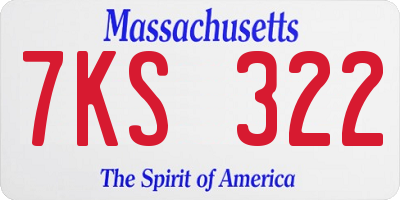 MA license plate 7KS322