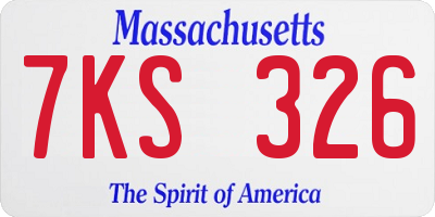 MA license plate 7KS326
