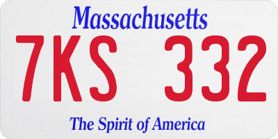 MA license plate 7KS332