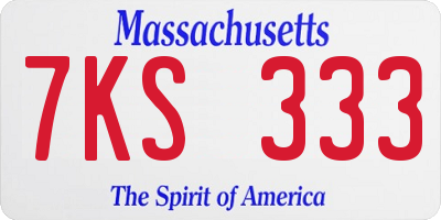 MA license plate 7KS333
