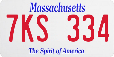 MA license plate 7KS334