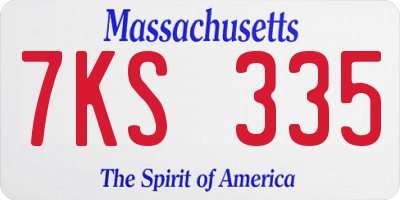 MA license plate 7KS335