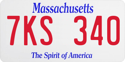 MA license plate 7KS340