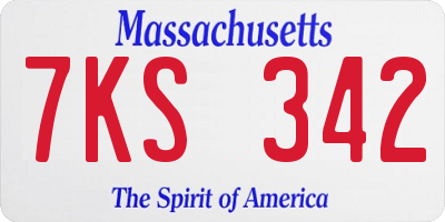 MA license plate 7KS342