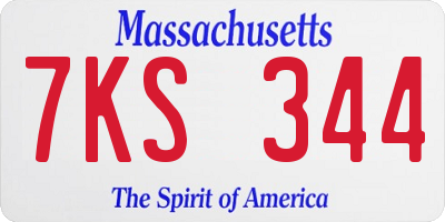 MA license plate 7KS344