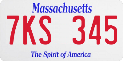 MA license plate 7KS345